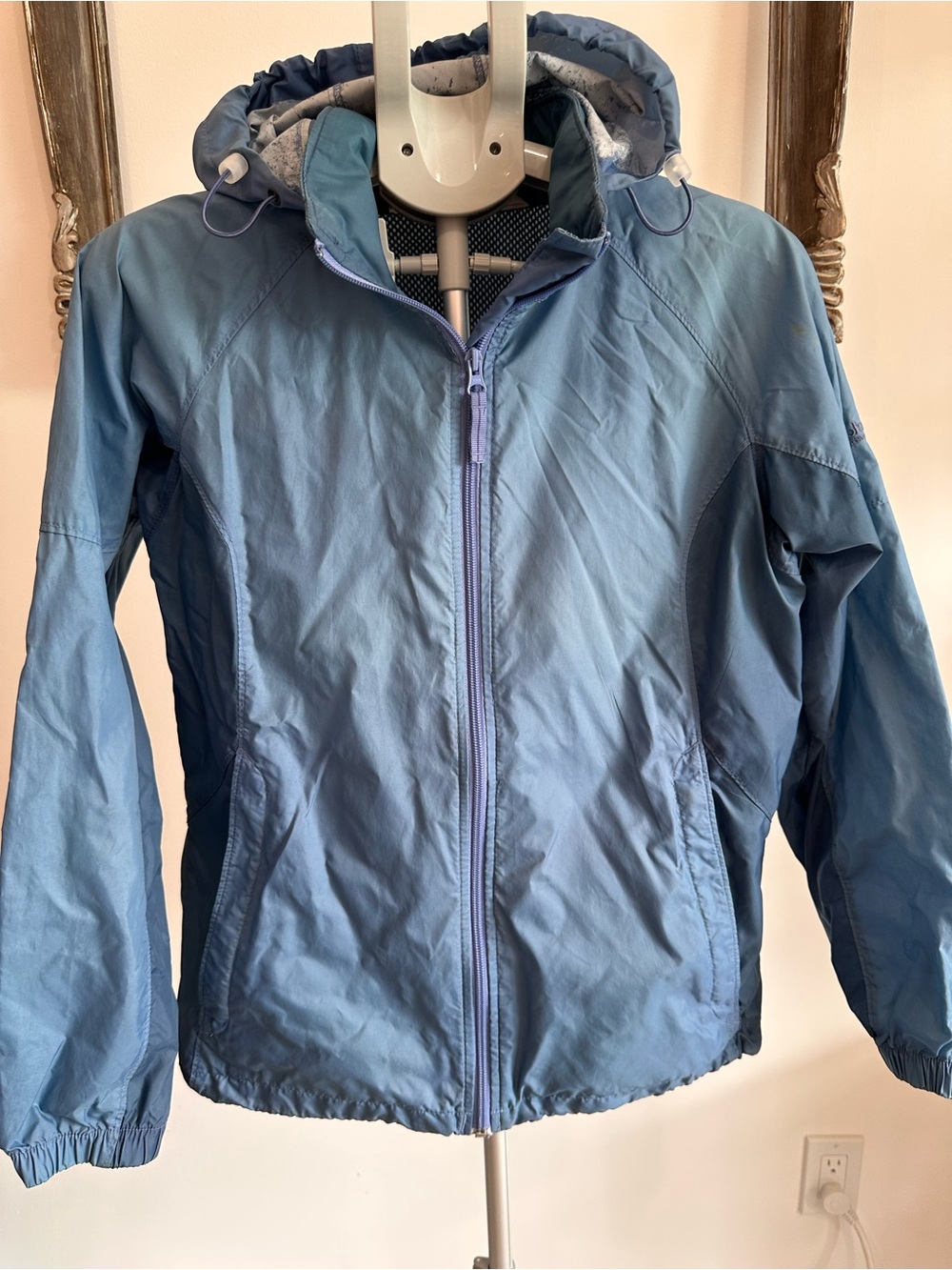Columbia Light Blue Women's Hooded Rain Jacket